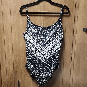 Aqua Green Black and White Women's One Piece